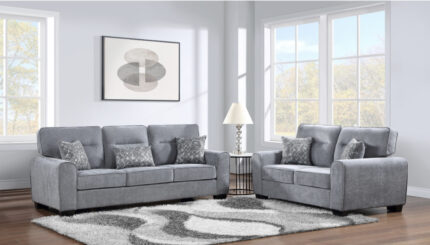 Gray 2 pc Square Arm Sofa set